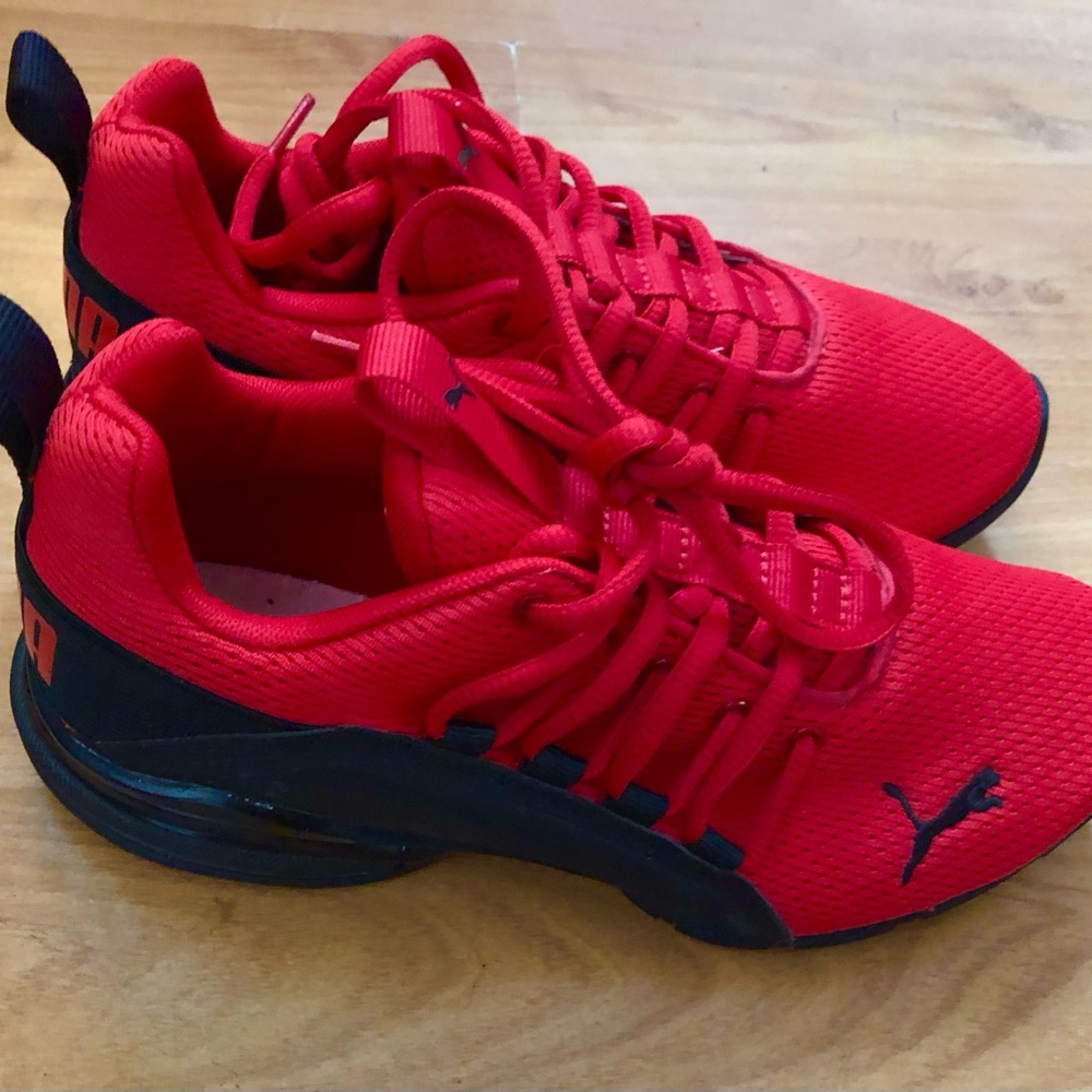 Puma Vibrant Red Athletic Shoes with Black Details
